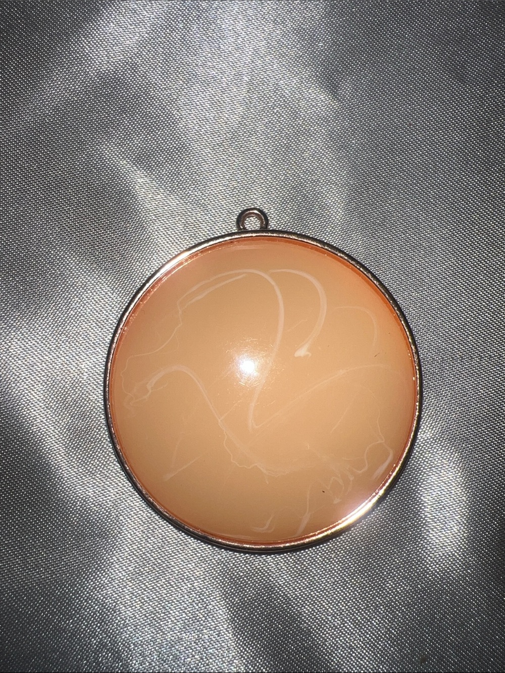 Round Peach Pendant Necklace - Women's Jewelry, oversized 70’s era